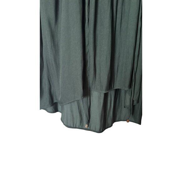 ZARA XS Green Midi Wrap Dress Tie Waist Puff Sleeves Polyester Fabric - Picture 15 of 15